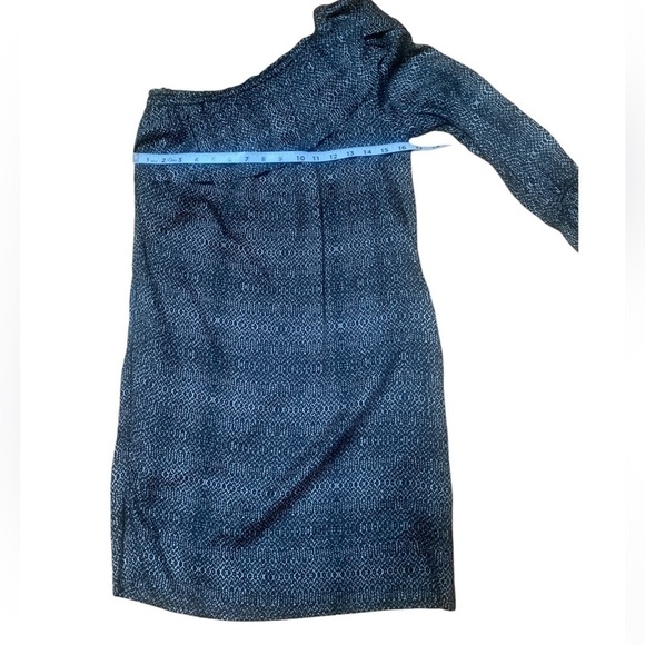 Anthropologie Velvet by Graham & Spencer Black Print One Shoulder Shift Dress S - Picture 14 of 16
